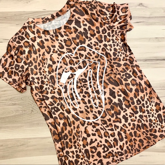 Leopard Rolling Stone tongue tee - Picture 4 of 5